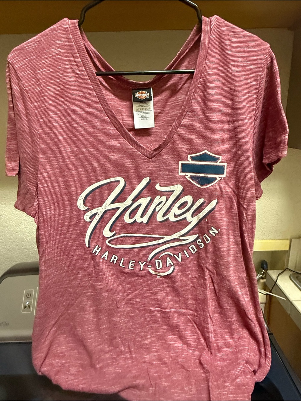 Harley-Davidson Women's V-Neck Tee in Dusty Rose